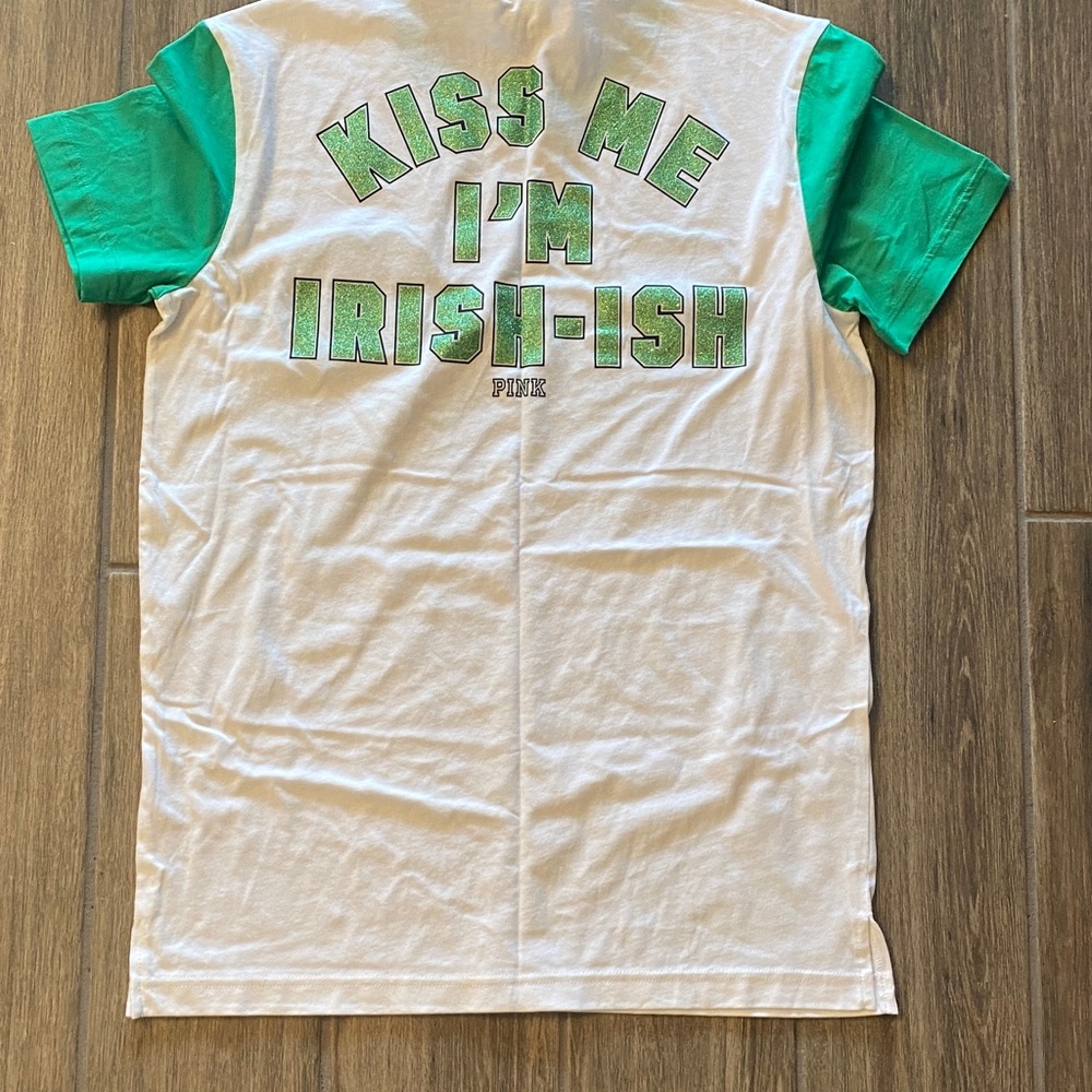 PINK Victoria's Secret Green and White Clover Tee - Picture 6 of 7